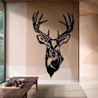 YYZOVBNN Jungle Wildlife Deer Head Wall Decal, Black Vinyl, 67 x 42 cm