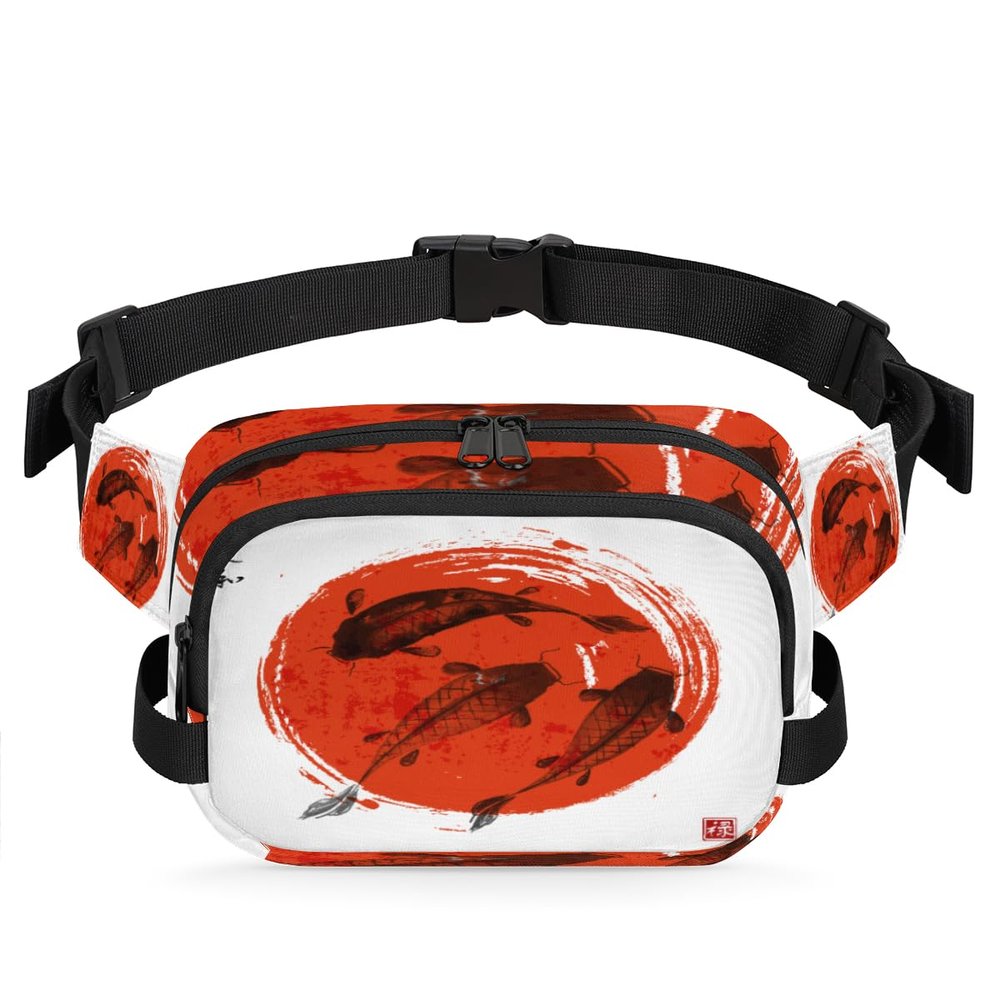 Japanese Carp and Red Sun Waist Pack, XL