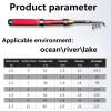 Retractable Mini Spinning Fishing Rod, Carbon, Red, 2.1 m view 2