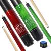 CUEBAR Pool Cues, 2-Piece Set, 58-Inch Pool Sticks for Adults, 2 House-Bar Billiard Cues with 3D Grip, Green + Red view 1