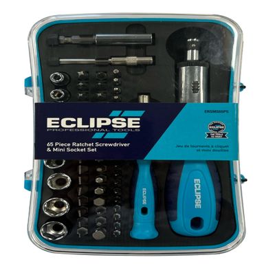 Eclipse Professional Tools ERSMS65PS 65-Piece Set with Ratcheting Screwdriver and Mini Socket Wrench