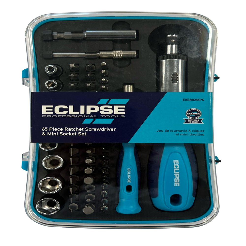 Eclipse Professional Tools ERSMS65PS 65-Piece Set with Ratcheting Screwdriver and Mini Socket Wrench