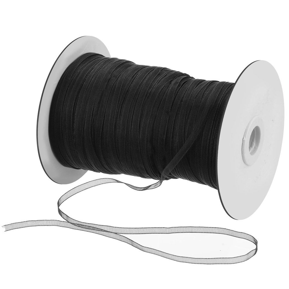 DMiotech 500-Yard Organza Ribbon, 1/8-Inch Black Chiffon Ribbon, Shimmering Transparent Gift Ribbon for Flowers, Weddings, Birthdays, and DIY Decorations