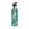 Stainless Steel Water Bottle with Straw, Pink Leopards, Flowers & Green, 900 ml view 1