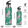 Stainless Steel Water Bottle with Straw, Pink Leopards, Flowers & Green, 900 ml view 2