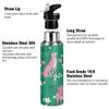 Stainless Steel Water Bottle with Straw, Pink Leopards, Flowers & Green, 900 ml view 3