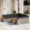 CIADAZ 11-Piece Garden Sofa Set with Cushions, Gray Poly Rattan view 1