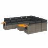 CIADAZ 11-Piece Garden Sofa Set with Cushions, Gray Poly Rattan view 2