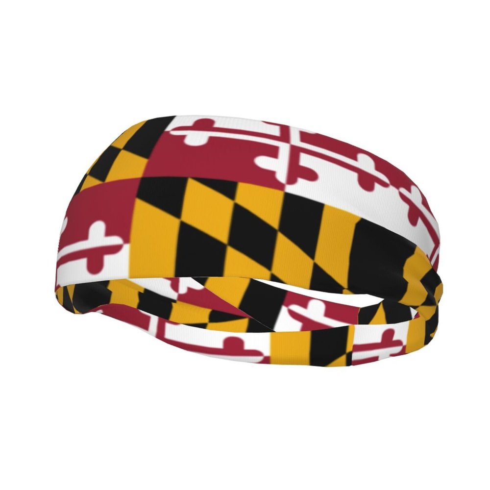 Maryland State Flag Print Sports Sweatband, Multifunctional Headband for Kids, Men and Women