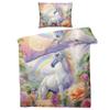 Unicorn Kids' Bedding Set 135 x 200 cm, Rainbow Flowers, 2-Piece, Microfiber view 1