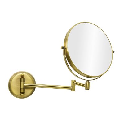 Nicesail Wall-Mounted Makeup Mirror, 5x Magnifying, Brass, Gold, 20 cm Diameter