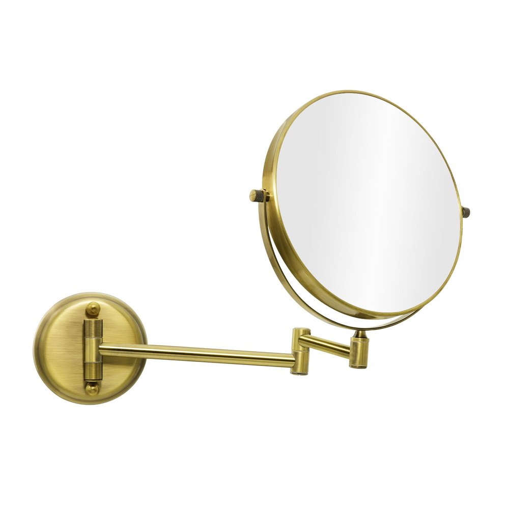 Nicesail Wall-Mounted Makeup Mirror, 5x Magnifying, Brass, Gold, 20 cm Diameter