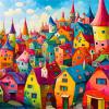 Colorful Houses 5D Diamond Painting Kit, Full Drill, 90 x 120 cm, P-38 view 1