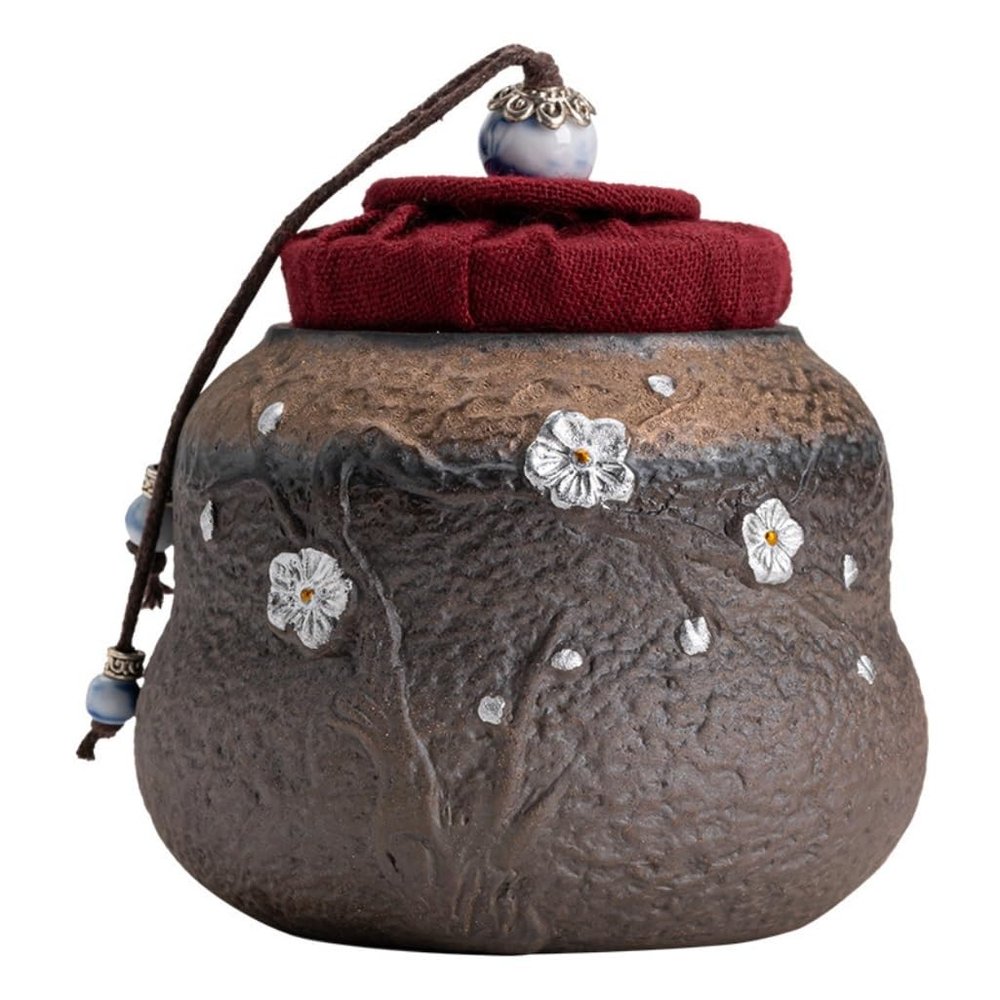 Retro Chinese-Style Gold-Glazed Ceramic Tea Storage Jar