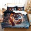 VesFy Kids' 3D Wild Tiger Print Duvet Cover Set, Soft Microfiber Bedding with Pillowcase, 3-Piece, Zipper, Twin/Full/King view 1