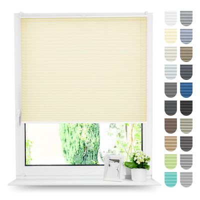 Tom'Shop NELA Cream No-Drill Clip-On Pleated Blind, W140 x H200 cm