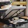 160 x 200 cm Storage Bed with Hidden Headboard Compartment, Hydraulic Lift and Slatted Base, Black PU view 2