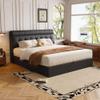 160 x 200 cm Storage Bed with Hidden Headboard Compartment, Hydraulic Lift and Slatted Base, Black PU view 3