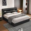 160 x 200 cm Storage Bed with Hidden Headboard Compartment, Hydraulic Lift and Slatted Base, Black PU view 4