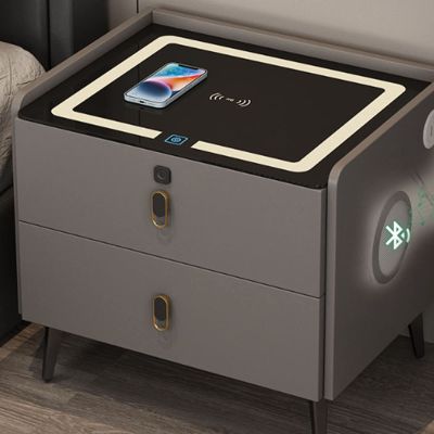 Smart Nightstand with LED Light, Drawer, Wireless Charging and Bluetooth Speaker