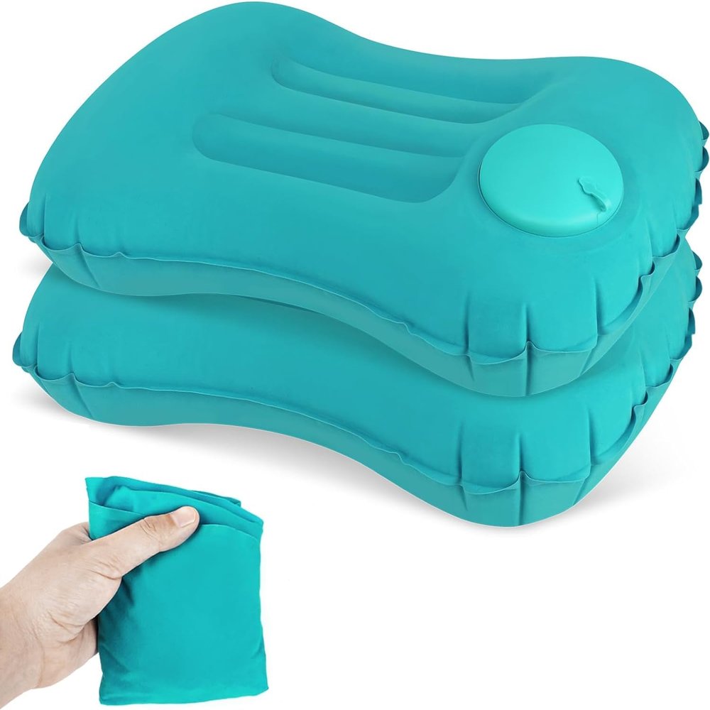Vnnigmn Inflatable Camping Travel Pillows, Ergonomic, Ultralight, 2-Pack