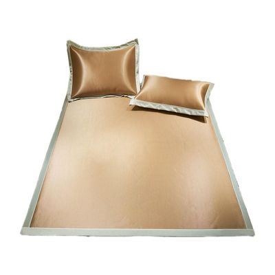 Cooling Ice Silk Bed Mat with Matching Pillowcases, Gold, Super King, 180 x 200 cm