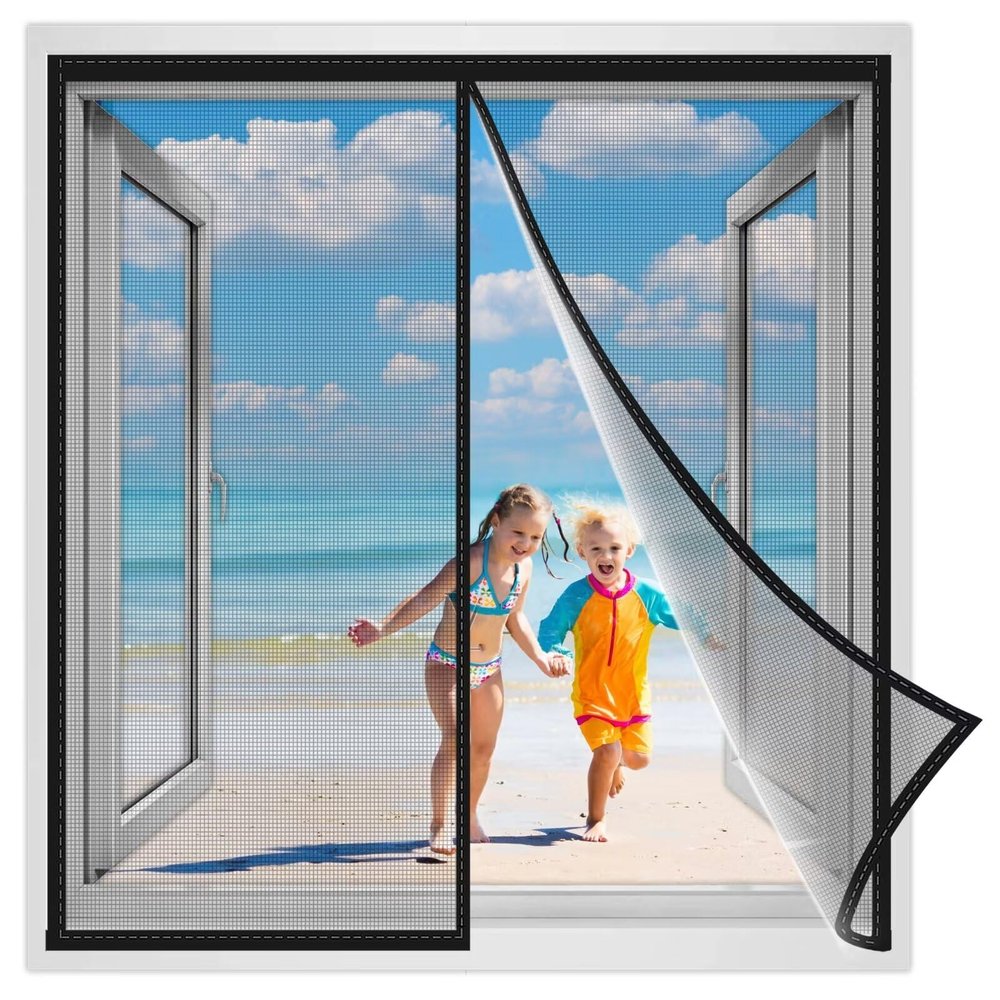 Magnetic Fly Screen Door, 130 x 90 cm, Black, Reinforced