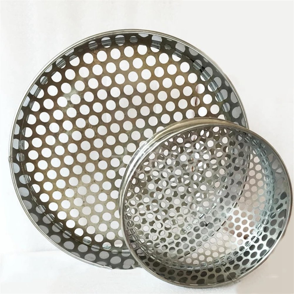 Food Strainer, Round Perforated Sieve, 304 Stainless Steel, 18 mm Holes, 35 cm