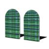 Blue and Green Scottish Tartan Plaid Wooden Bookends, Versatile Desk Organizer for Office Supplies, Books and Documents view 1