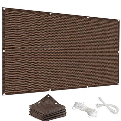 Balcony Privacy Screen 140 x 600 cm HDPE Fabric, UV- and Weather-Resistant, Brown