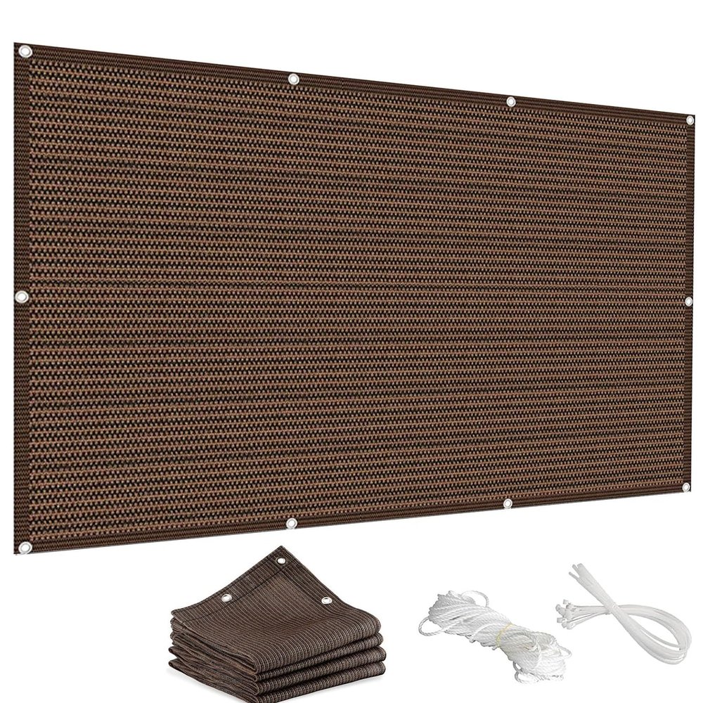Balcony Privacy Screen 140 x 600 cm HDPE Fabric, UV- and Weather-Resistant, Brown
