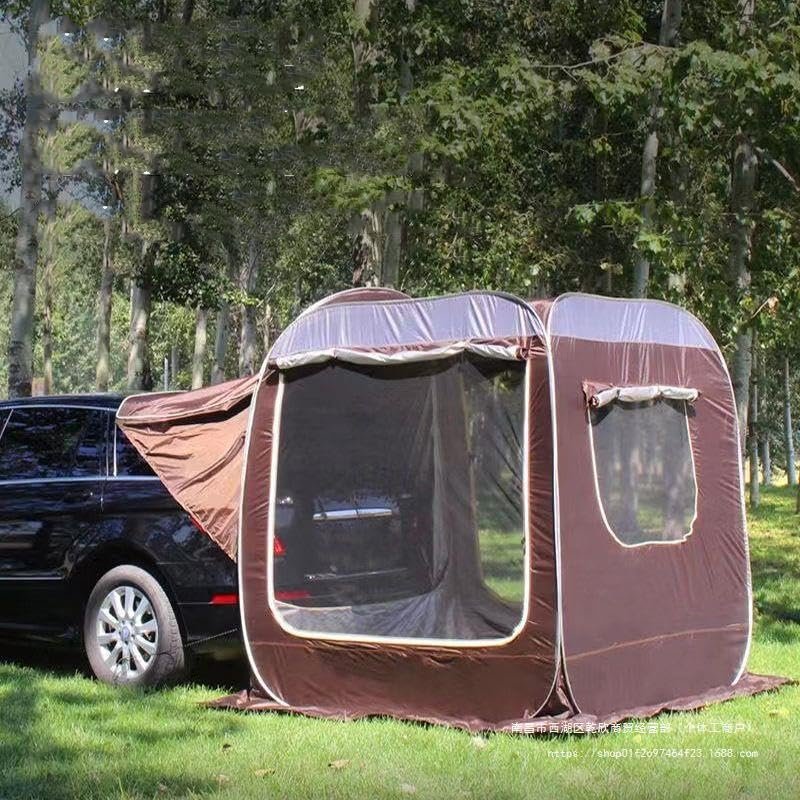 WDMNAO Car Extension Tent for Jeep Cherokee 2014–2018, Rear Hatch Tent with Mosquito Net and Weather Protection, Brown