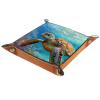 Seaworld Turtle Coral Reef Foldable Brown Leather Valet Catchall Organizer view 1