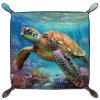 Seaworld Turtle Coral Reef Foldable Brown Leather Valet Catchall Organizer view 2