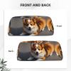 GaxfjRu Funny Corgi Butt Brown Leather Pencil Case view 3