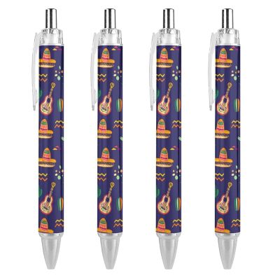 fifbird Mexico Ballpoint Pens, Traditional Retractable, Fine Tip, Round Barrel, 0.55 mm, Black Ink, 4-Pack