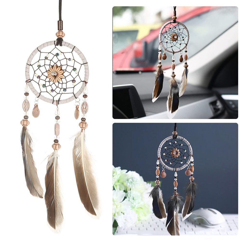 Handmade Dream Catcher Hanging Car Decoration with Feathers and Shells