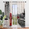 Odot Sheer Voile Curtains, 2-Piece Set, London Cityscape Print, 140 x 275 cm view 1