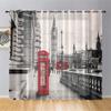 Odot Sheer Voile Curtains, 2-Piece Set, London Cityscape Print, 140 x 275 cm view 2