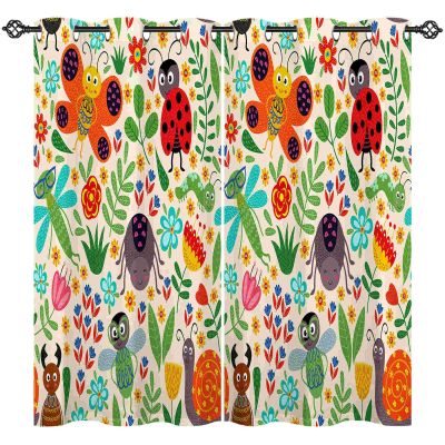 ANHOPE Cute Cartoon Animal & Insect Blackout Curtains, 2-Pack, 160 x 107 cm