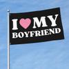 I Love My Boyfriend I Heart My Hot B..F Flag, Valentine's Day, Birthday, 3 x 5 Inches, Tapestry Outdoor Yard Flag with 2 Grommets, Funny House/Yard Banner view 2