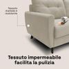 Divani Store Double Sleeper Sofa, 188 cm, Soft Waterproof Fabric, Callisto Mattress 140 x 197 cm, Handmade, Cream view 3
