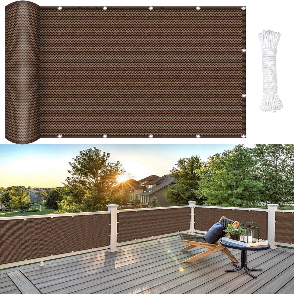 Tear-Resistant Balcony Shade Sail 55 x 700 cm, 98% UV Protection, Brown