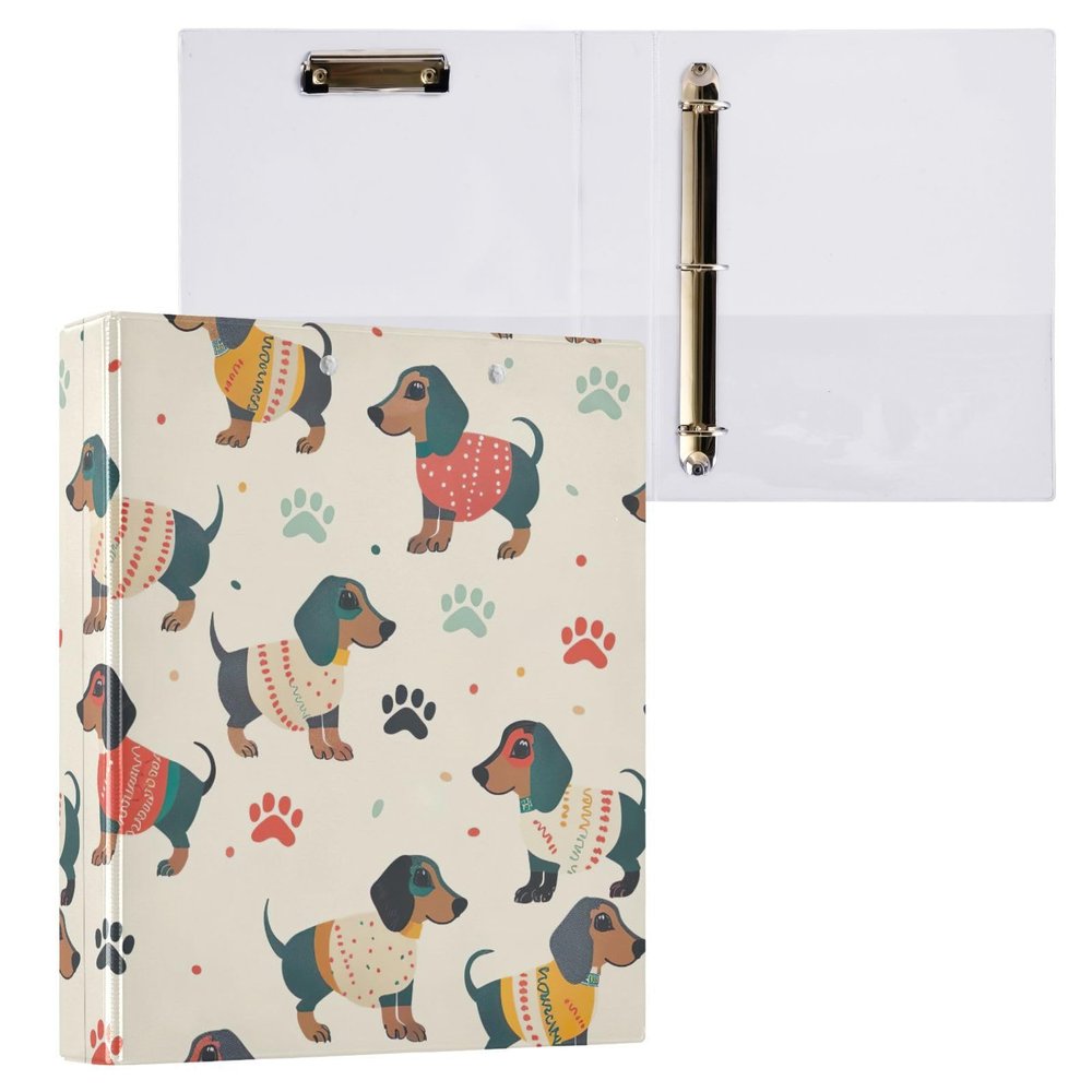 JUMBEAR 3-Ring Binder for Letter Size, 11 x 8.5 in, Cute Dog, Clipboard Organizer, 1 Count