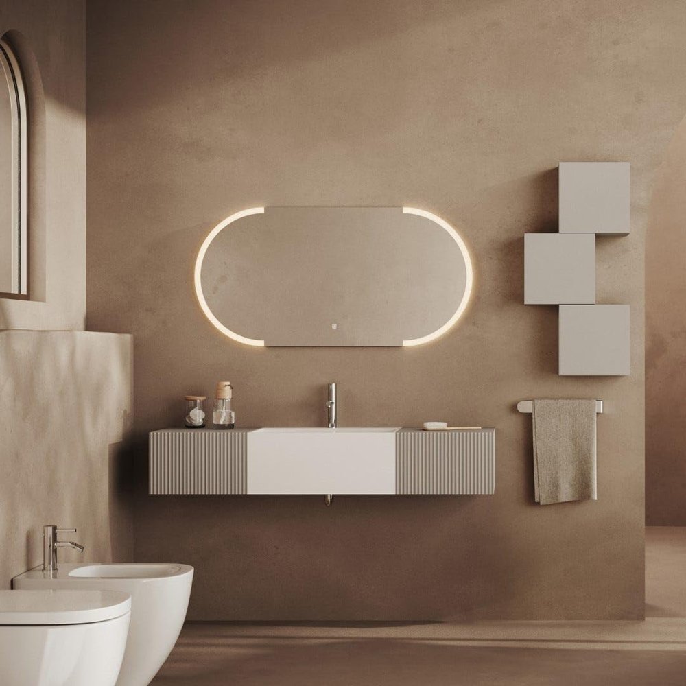 KIAMAMI VALENTINA Rodi Wall-Mounted Bathroom Vanity, 140 cm, 2 Drawers, Pearl Gray