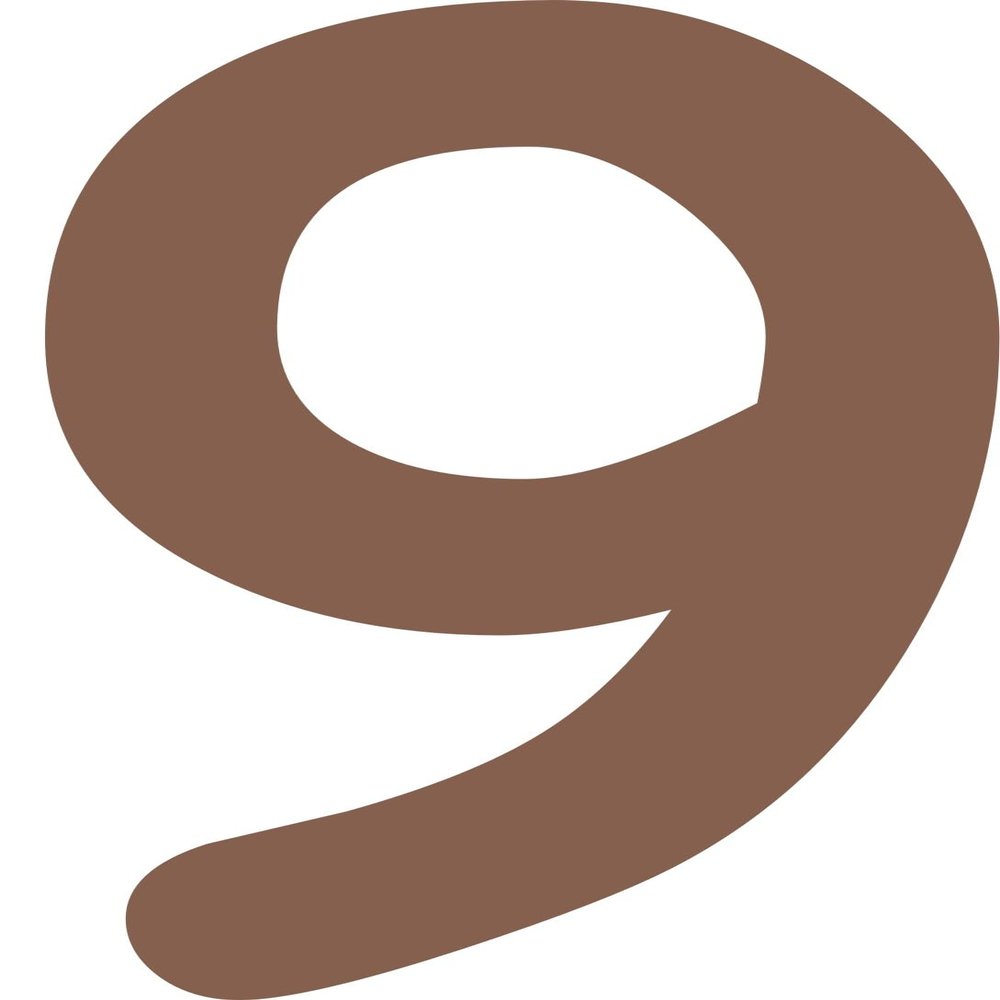 Kleckerliese Number Sticker 36 cm, Single, Satin-Finish Number 9, Dark Brown