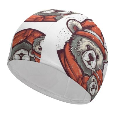 Bear Avatar Swim Cap for Women and Men, Short or Long Hair, Comfortable Fit