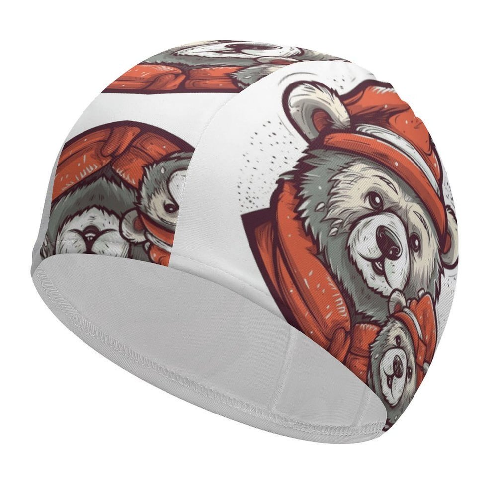 Bear Avatar Swim Cap for Women and Men, Short or Long Hair, Comfortable Fit