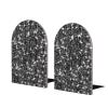 Black and Silver Sequin Sparkle Wooden Bookends, 2-Piece Set view 1
