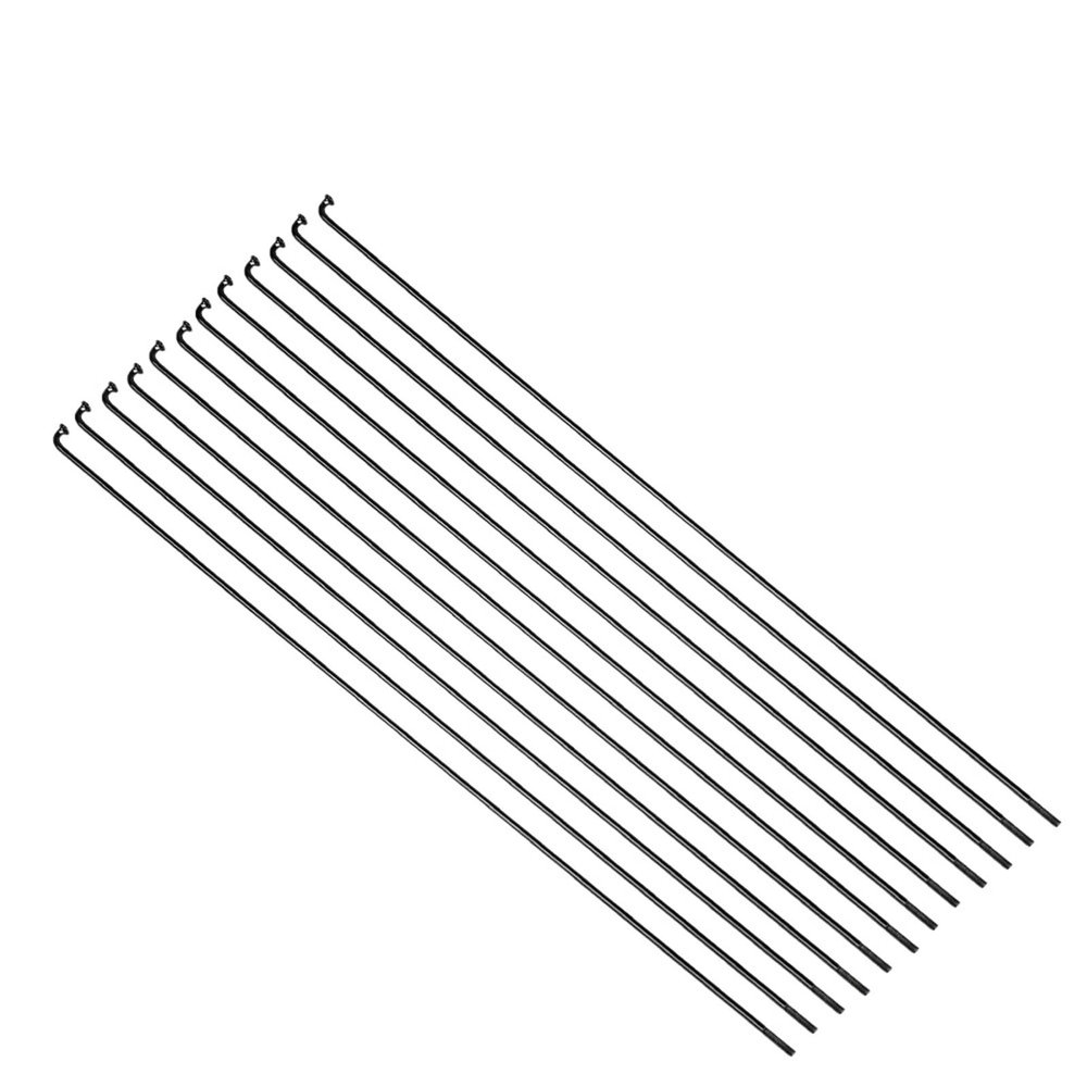 OZLCUA Bicycle Spokes, 304 Stainless Steel, 14G, Black, 257–293 mm, 12-Piece Set (Elbow 271 mm)